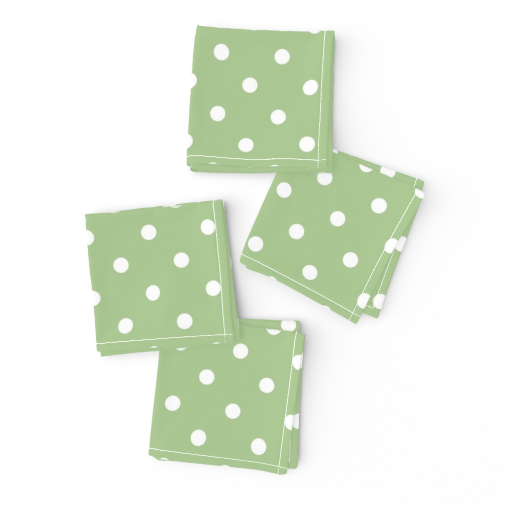 White Polkadots on Nile Green