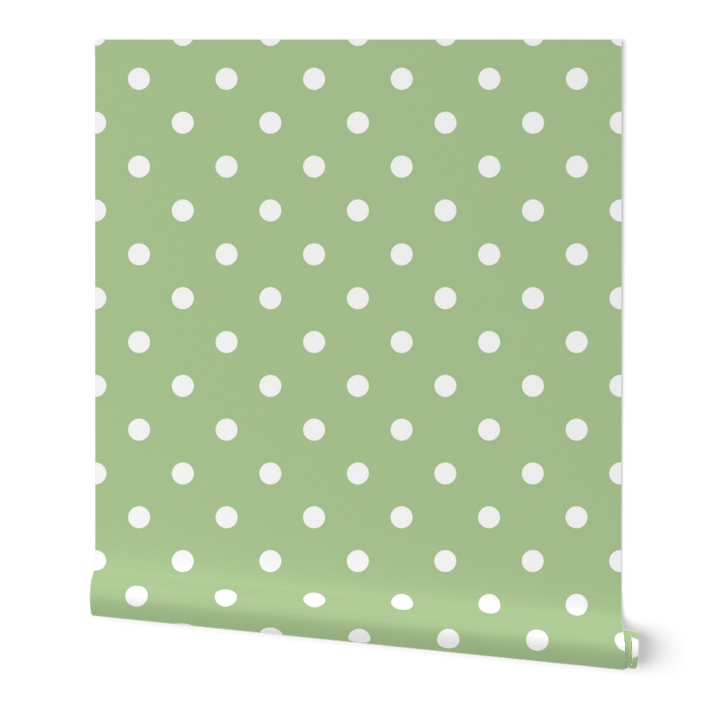 White Polkadots on Nile Green