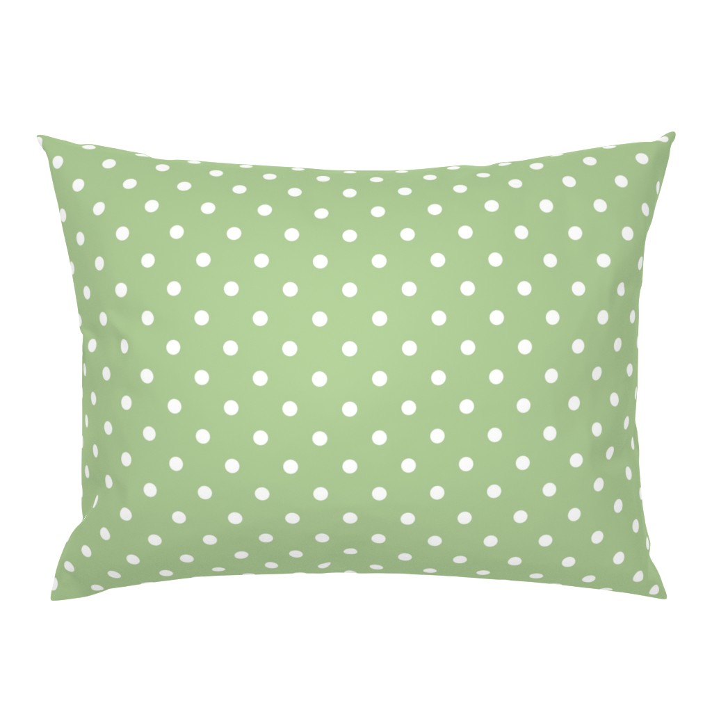 White Polkadots on Nile Green