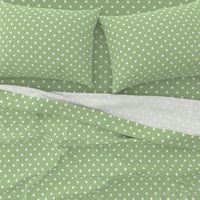 White Polkadots on Nile Green