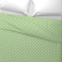 White Polkadots on Nile Green