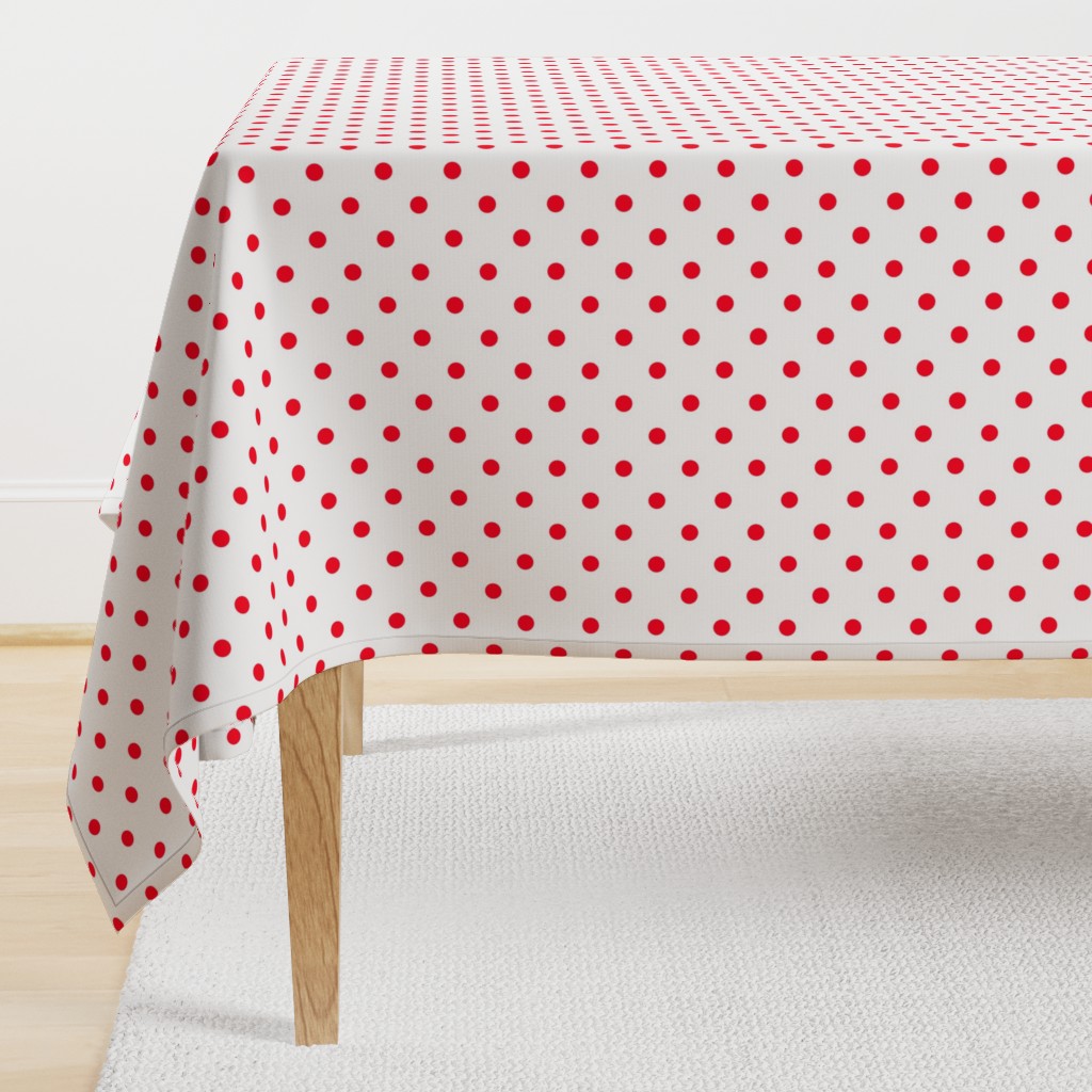 Cherry Red Polkadots on White