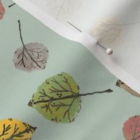  Colorado Aspen Tree Leaves Hand-painted Watercolors in Sage Green