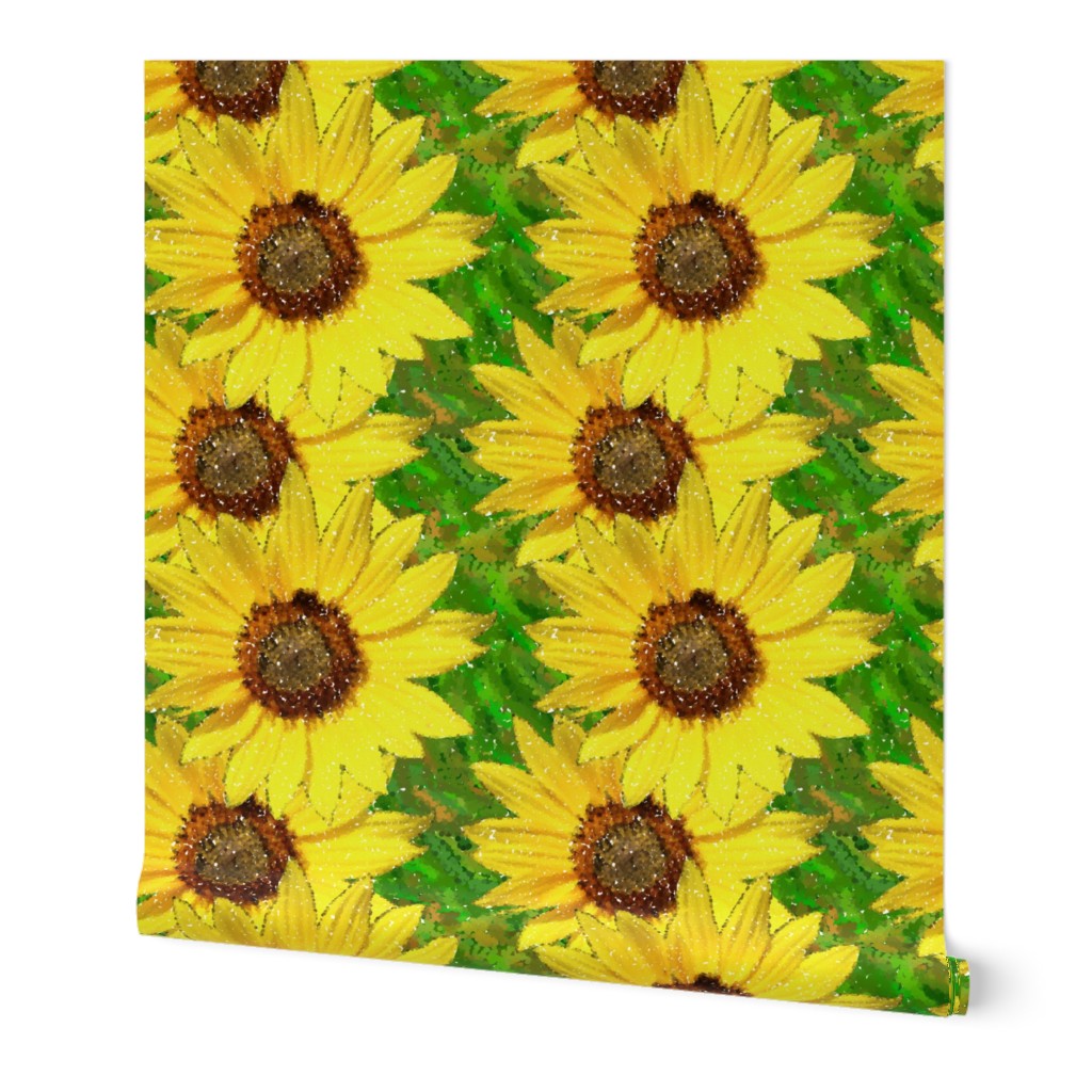 sunflower pointillism dark