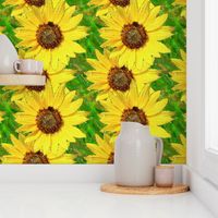 sunflower pointillism dark