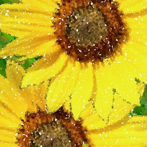 sunflower pointillism dark