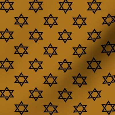 One Inch Black Star of David on Matte Antique Gold