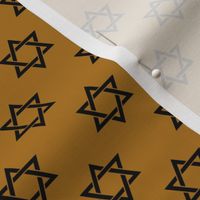 One Inch Black Star of David on Matte Antique Gold