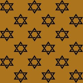 One Inch Black Star of David on Matte Antique Gold