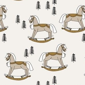 rocking horse fabric // vintage christmas toys design by andrea lauren - neutral