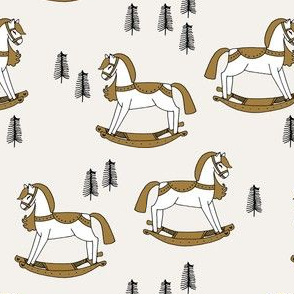 rocking horse fabric // vintage christmas toys design by andrea lauren - neutral