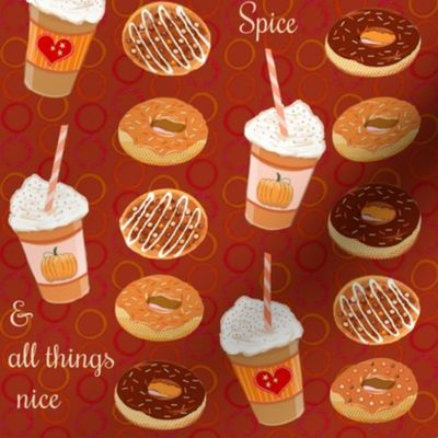 Fall Pumpkin Spice Latte & doughnuts   