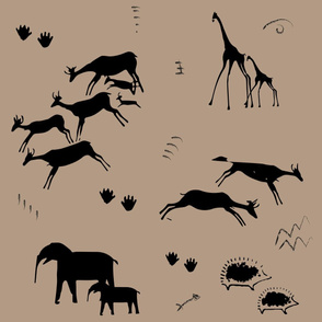 Safari cave drawings cave painting african elephants giraffes antelope
