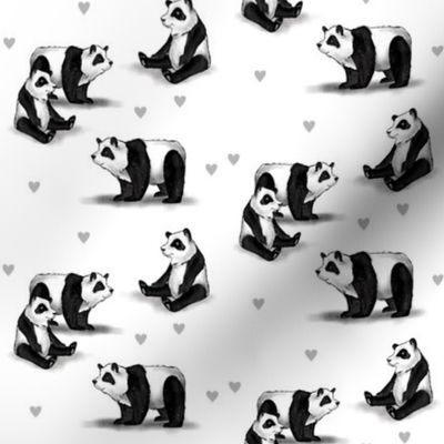 Tiny Pandas and Hearts