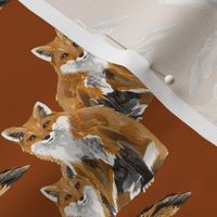 Friendly Foxes on Burnt Orange - Smaller Scale