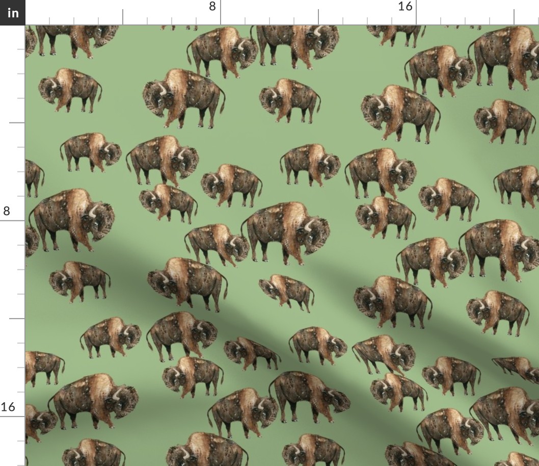 Buffalo Herd on Green - Smaller Scale