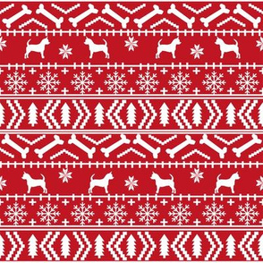 Chihuahua fair isle christmas dog fabric red