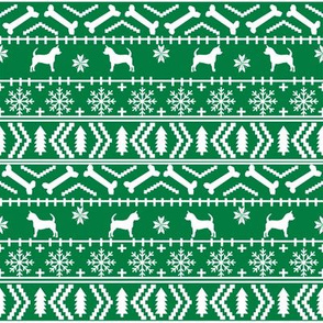 Chihuahua fair isle christmas dog fabric green