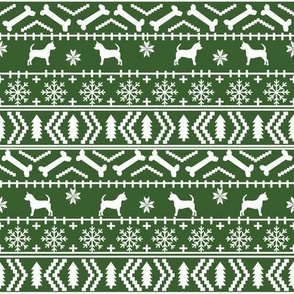 Chihuahua fair isle christmas dog fabric medium green