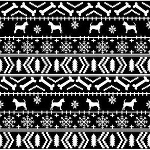 Chihuahua fair isle christmas dog fabric black and white