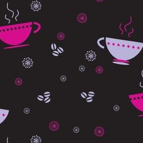 Coffee Cups & Retro Flowers! - Â© PinkSodaPop 4ComputerHeaven.com