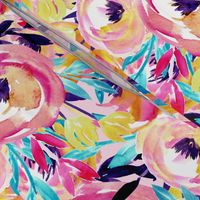 Hot Pink Bold Modern Watercolor Floral 