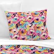 Hot Pink Bold Modern Watercolor Floral 