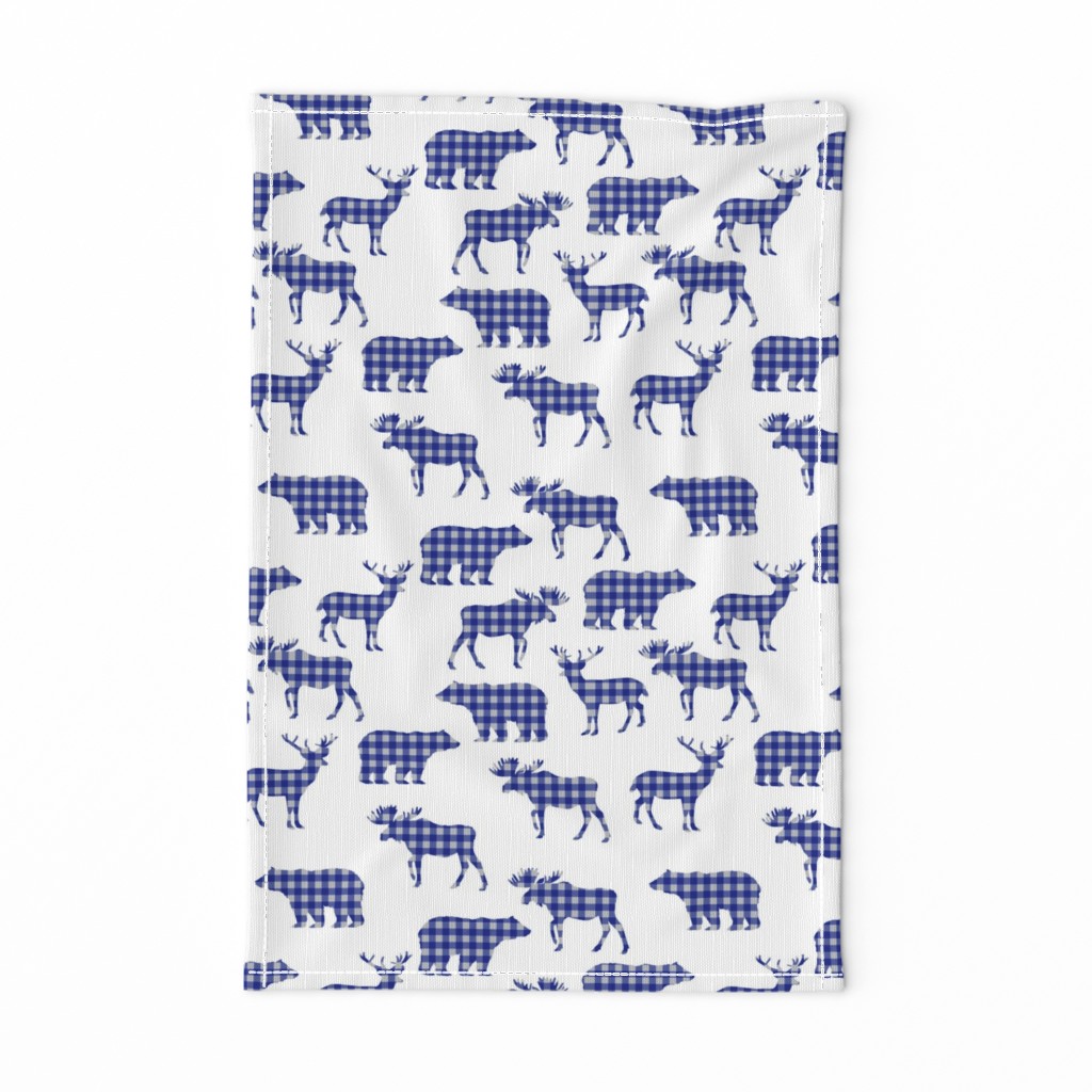 buffalo plaid animals - royal blue