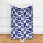 moose cheater quilt - royal blue