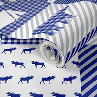 moose cheater quilt - royal blue