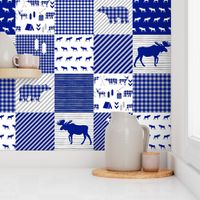 moose cheater quilt - royal blue