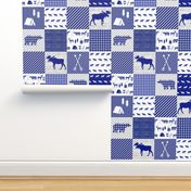 moose cheater quilt - royal blue