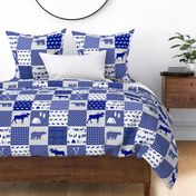 moose cheater quilt - royal blue