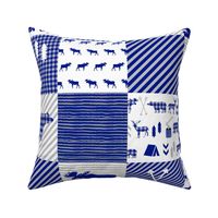 moose cheater quilt - royal blue