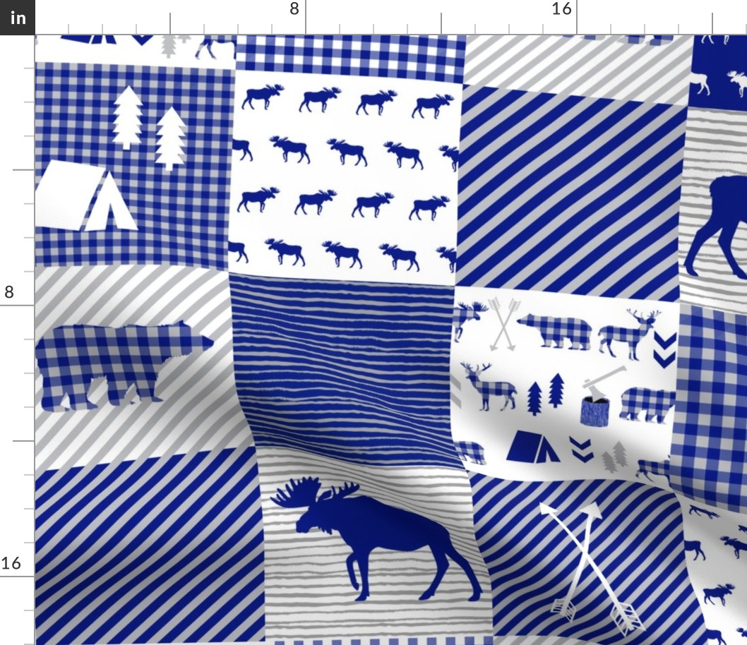 moose cheater quilt - royal blue