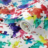 autism awareness - watercolor puzzle pieces with splatter