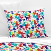 autism awareness watercolor splatter fabric w/ puzzle piece