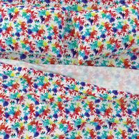 autism awareness watercolor splatter fabric w/ puzzle piece