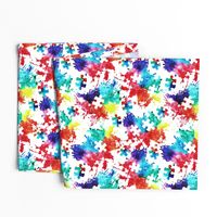 autism awareness watercolor splatter fabric w/ puzzle piece