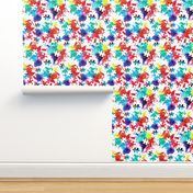 autism awareness watercolor splatter fabric w/ puzzle piece