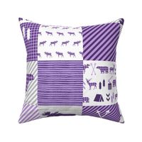 moose quilt - cheater quilt patchwork baby girl girls room - purple