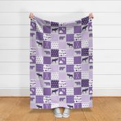 moose quilt - cheater quilt patchwork baby girl girls room - purple