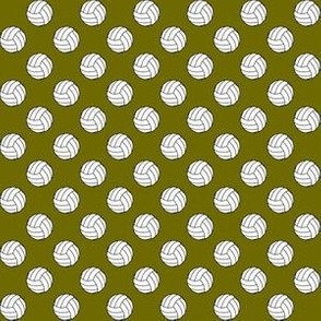 Half Inch Black and White Volleyballs on Olive Green