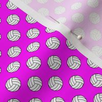 Half Inch Black and White Volleyballs on Magenta Pink