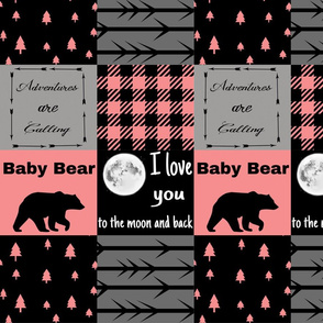 Coral Baby Bear - I love you to the moon - wholecloth