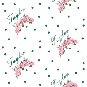 Taylor florals - teal polka dot