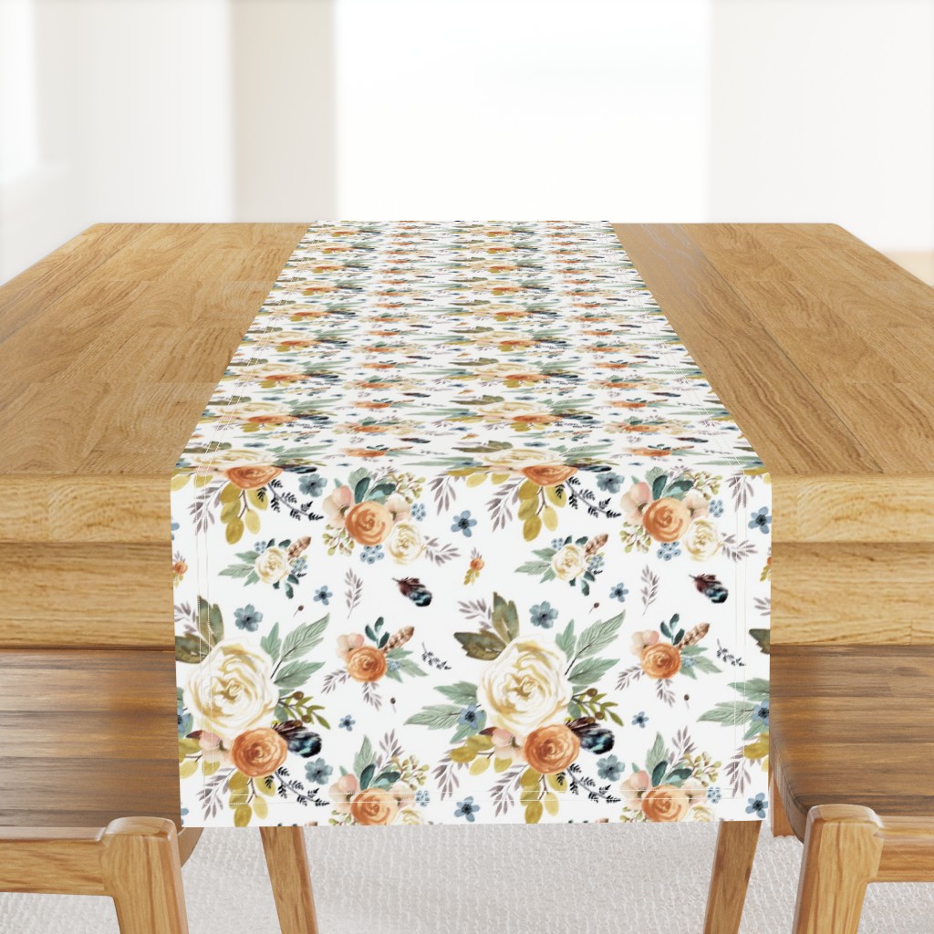 8" Western Autumn / More Florals / White