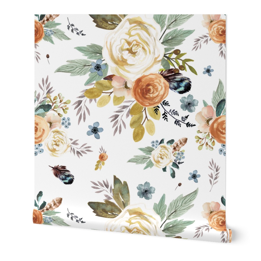 8" Western Autumn / More Florals / White