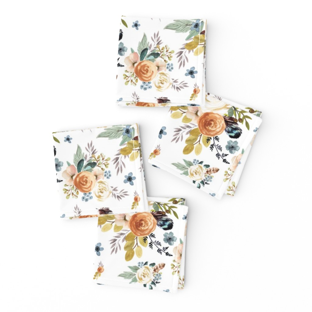 8" Western Autumn / More Florals / White