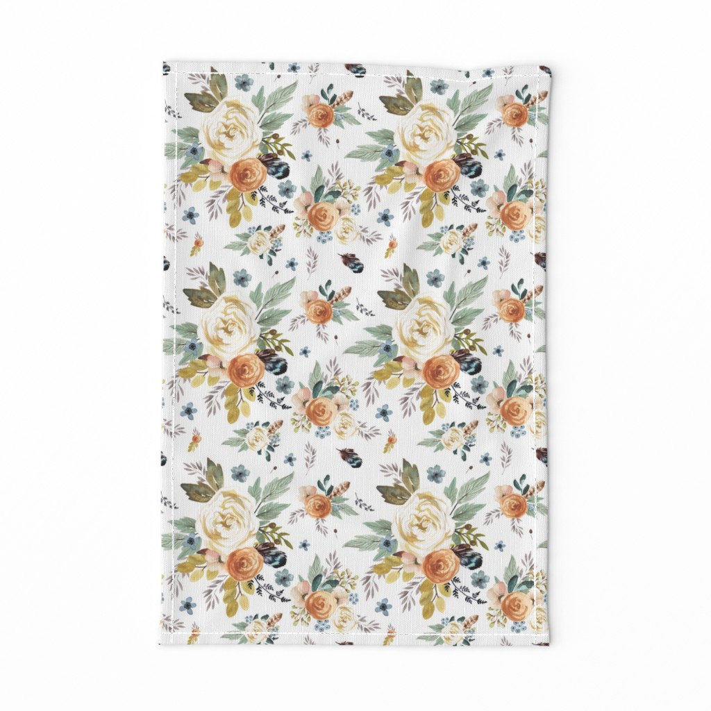 8" Western Autumn / More Florals / White